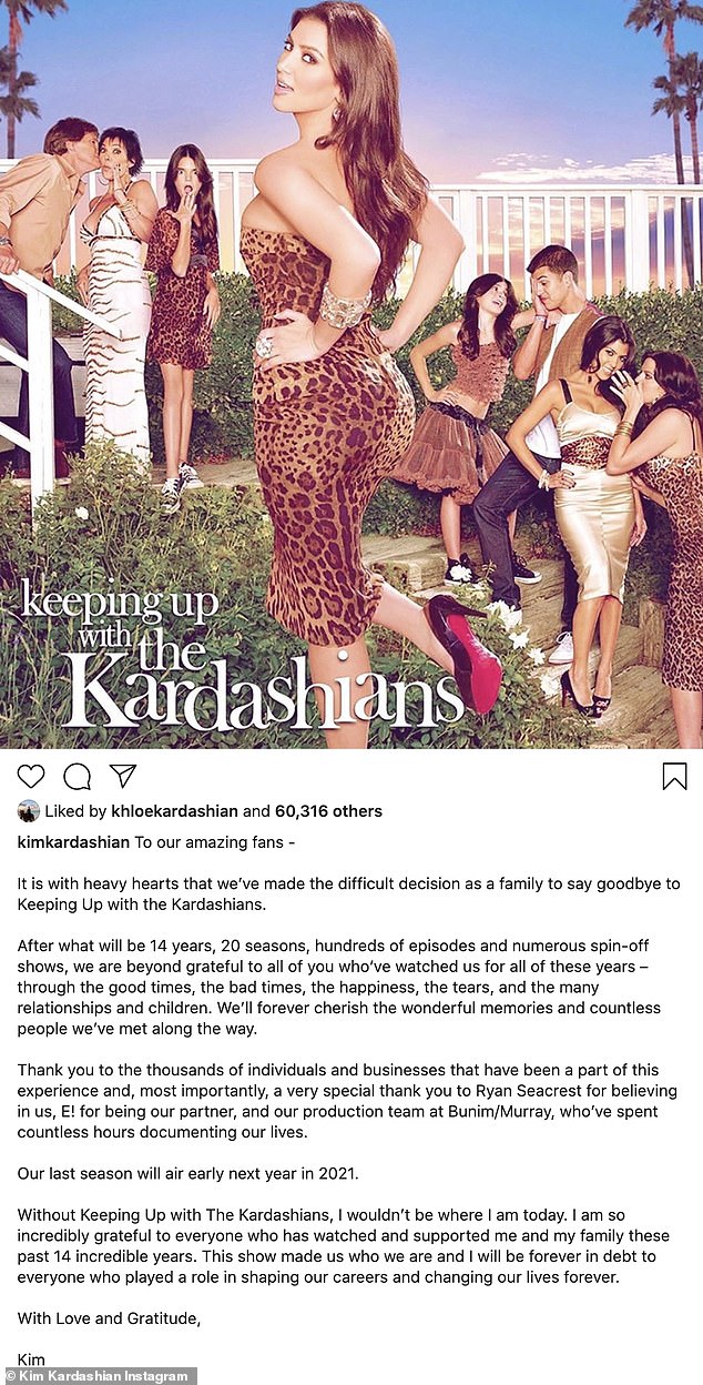 Conclusion: Earlier this week, Sister Kim announced KUWTK's decision on Instagram