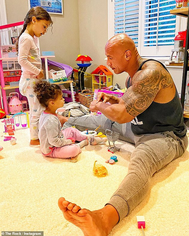 Point Father: 'He absolutely loves his women.  They live without attention, so his girls can have a normal childhood ', a person in People said about The Rock