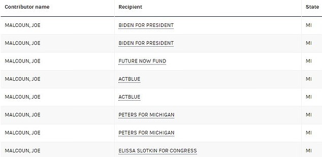 Federal election records indicate he donated thousands of dollars to the campaign of Midtown Biden and Michigan Senator Gary Peters.