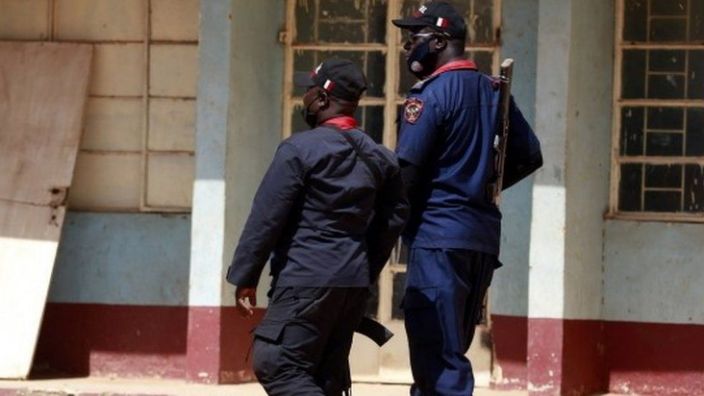 Police detain students after gunmen abduct students from an all-government government science school in Kangaroo in Nigeria's northwestern Katsina state December 13, 2020