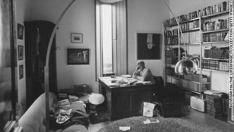 John Le Carr at his desk in August 1974 at home.  