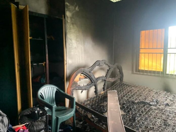 Burglary and arson at a teacher's home in Albina