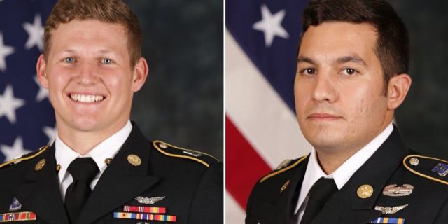 Sgt. Tyler Shelton, 22, left, and Staff Sgt. Vincent Marketta, 33, were Black Hawk repairers with the 160th Special Operations Aviation Regiment (Airborne).