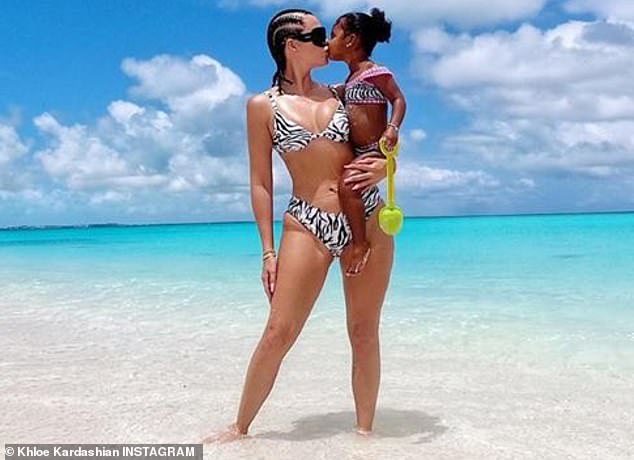 Matzi Matzi: She previously shared a photo of herself and her toddler sharing a smooch on the beach as they fit in zebra-print swimsuits