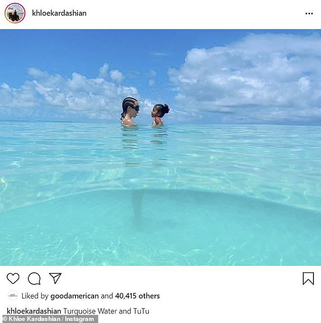 Swimming: Klose Kardashian has always been a dot mom on Friday because she threw some on Instagram and swam with daughter Drew in some beautiful blue water from a recent tropical vacation