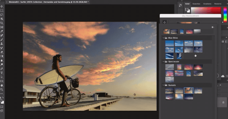 Photoshop's sky-switching tool makes it easy to fake a perfect sunset