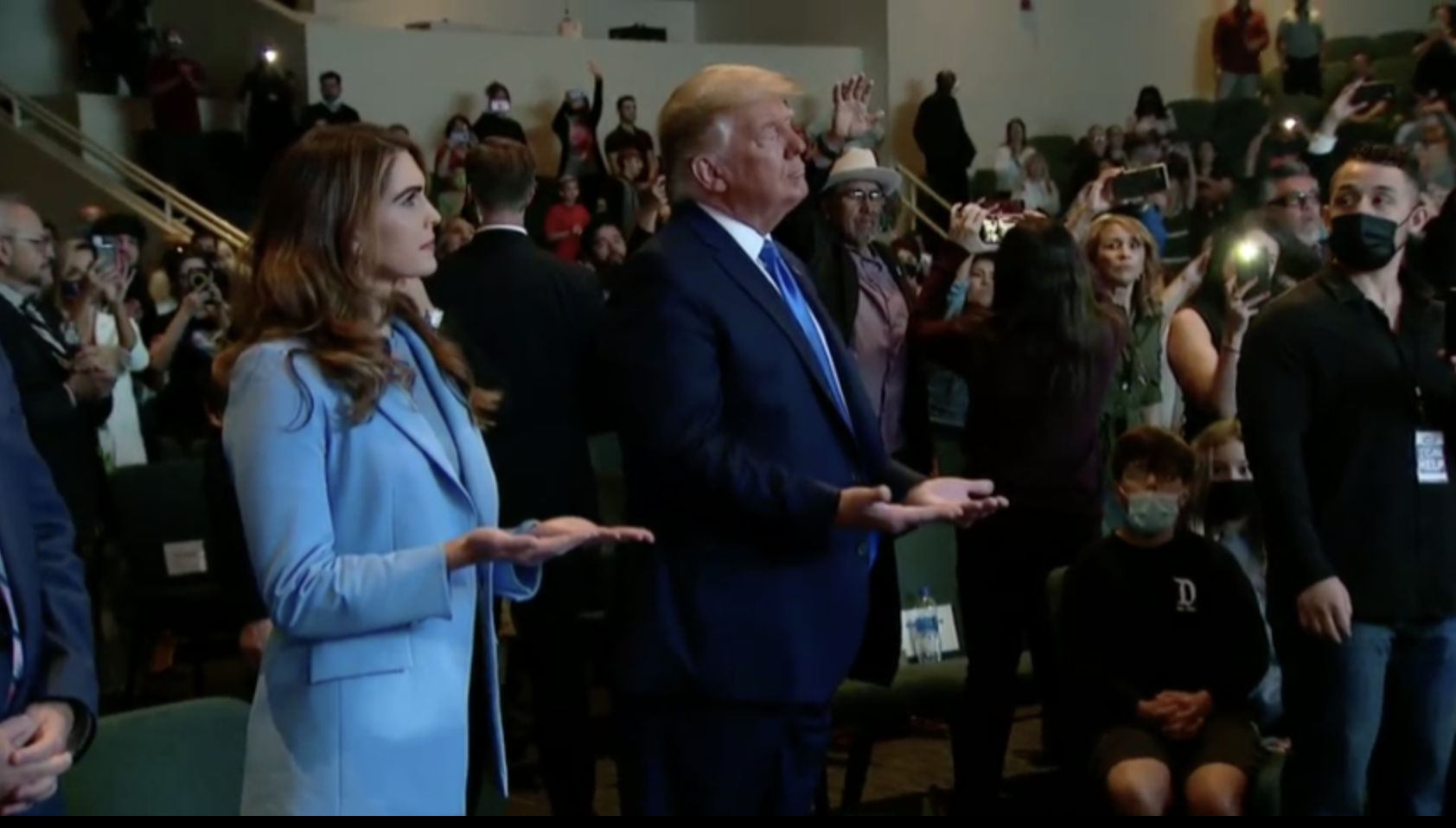 There are some masks and social distances in the church service that Trump attended