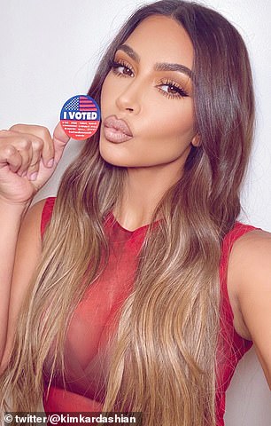 Kardashian made no mention of her husband Kanye West, who voted in 12 states and received 60,000 votes out of a total of 160 million.