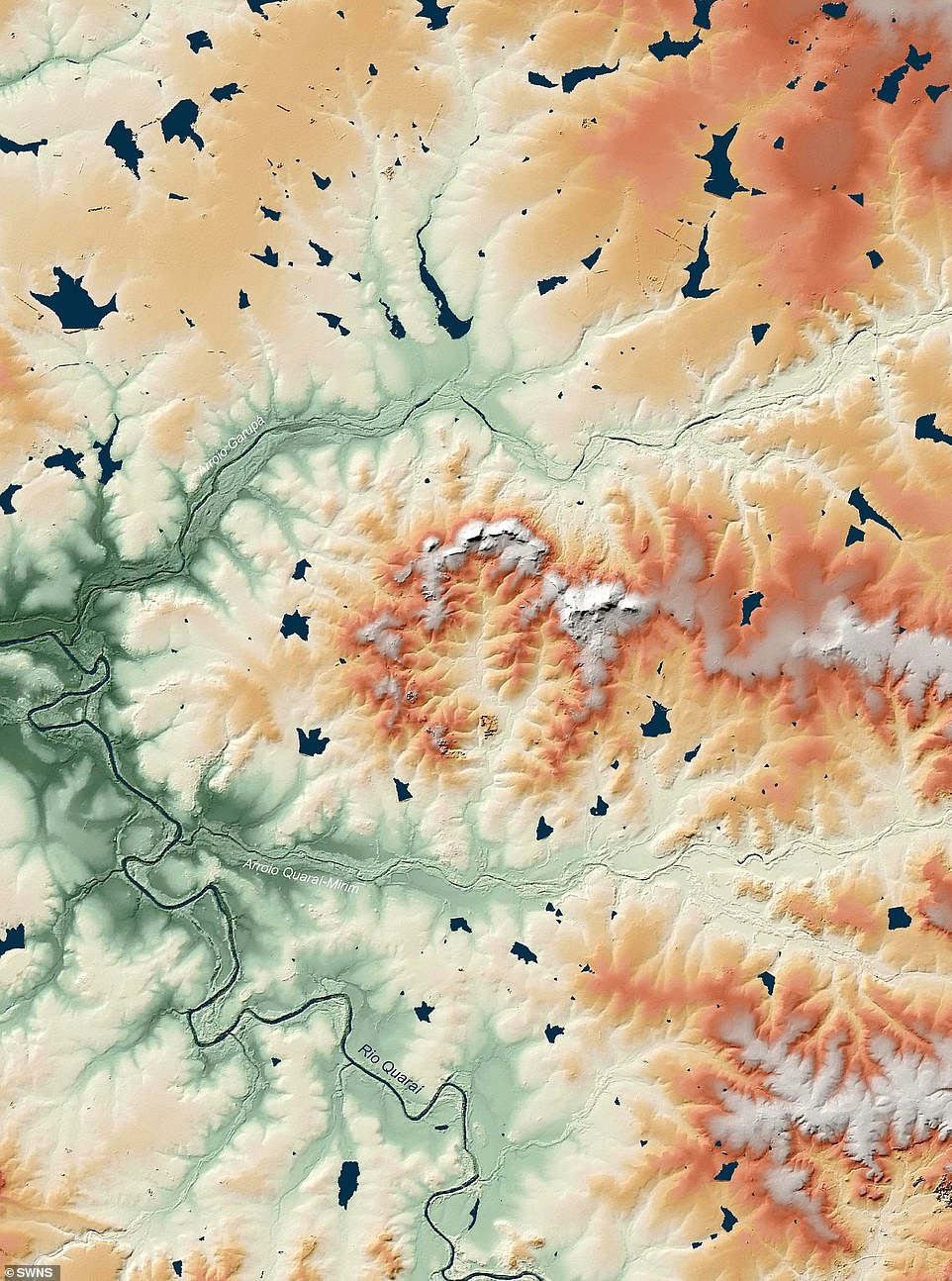 These measurements enabled them to create a digital topography of every known abyss, including the Manicogan Gorge in Canada and the Cerro do Jarav (pictured) in Brazil.