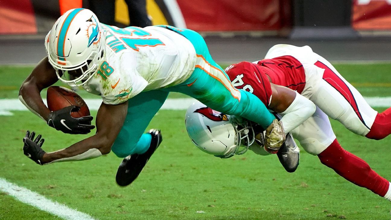 Miami Dolphins W.R.  Preston Williams went to the injured reserve with a leg injury