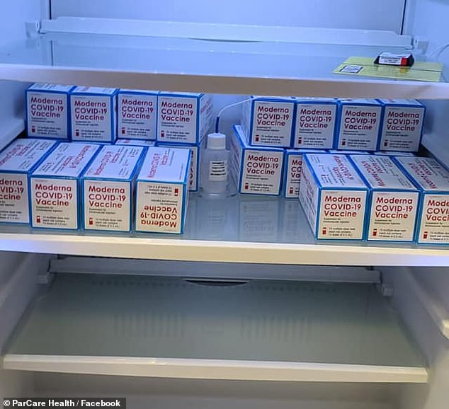 Parker shared this picture on Facebook of their export of the Moderna vaccine