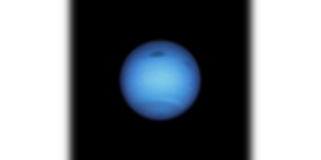 Dynamic blue-green planet Neptune This Hubble Space Telescope snapshot reveals a terrible dark storm (top center) and the appearance of a small dark spot nearby (top right).  (NASA, ESA, SDSCI, MH Wong / University of California, Berkeley and LA Sromovsky and BM Fry / University of Wisconsin-Madison)