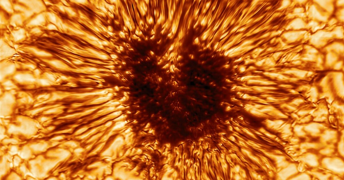 The most detailed photograph ever taken on a sunspot shows a dark connection larger than Earth at 10,000 miles