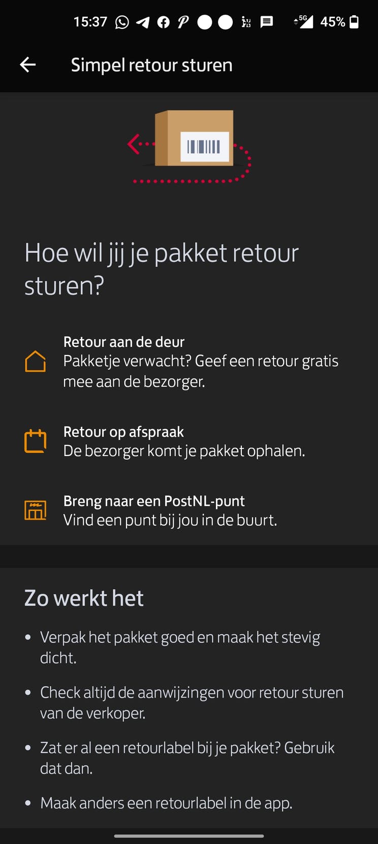 PostNL will allow you to easily return a parcel by appointment