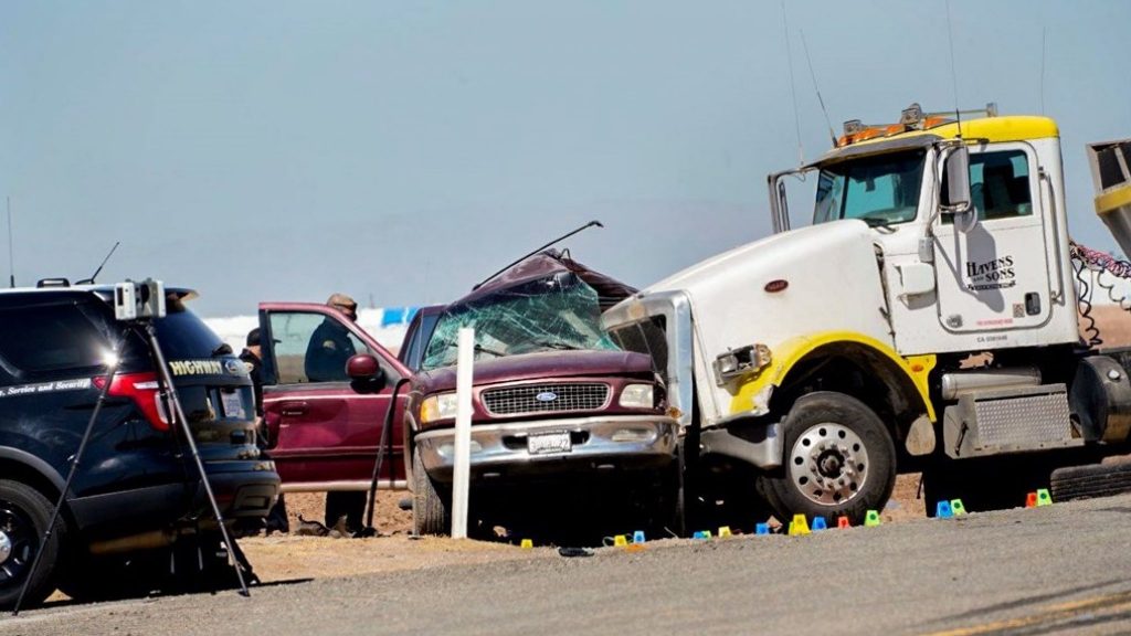 Thirteen of the 25 people in a car died in a U.S. road accident