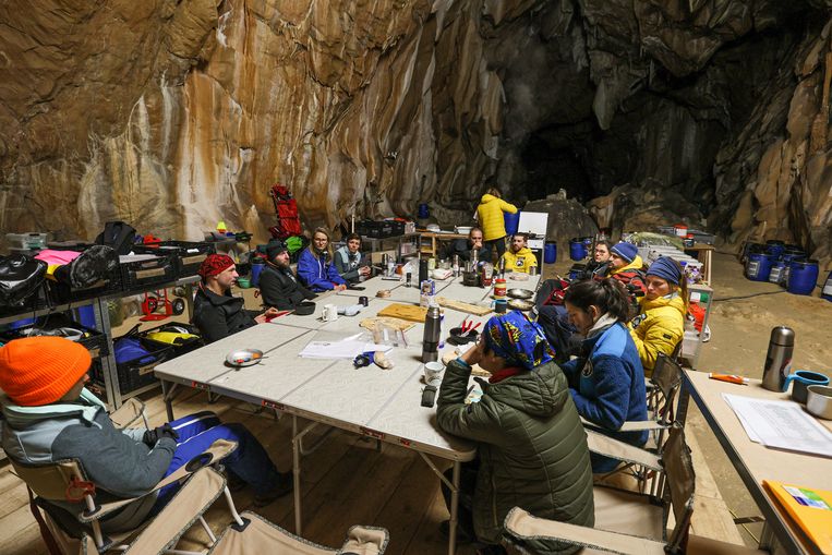 The fifteen French who survive in a humid cave in the Pyrenees.  AP Image
