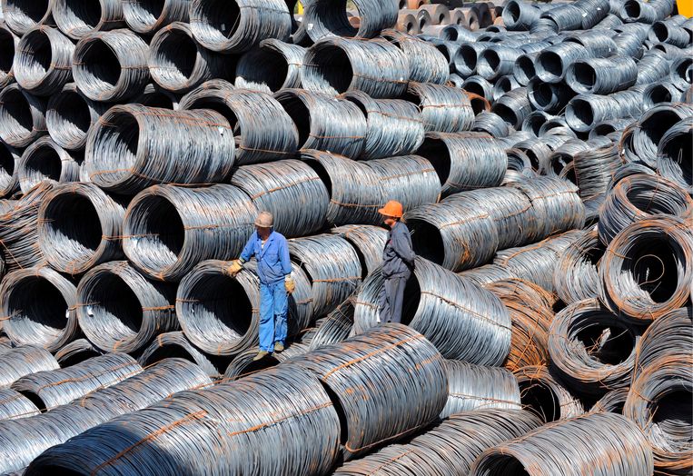 Steel coils at a transshipment port in Shenyang, northeast China.  EPA Image