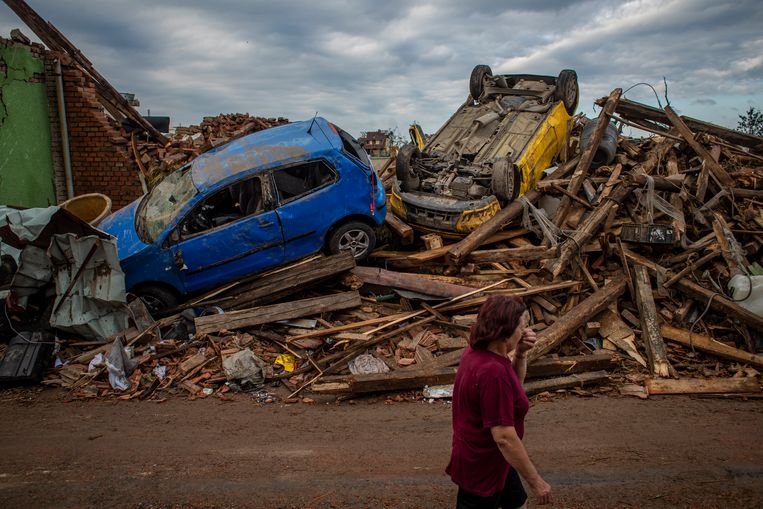 The devastation on Friday morning after the tornado that hit Mikulcice in the Czech Republic.  EPA Image