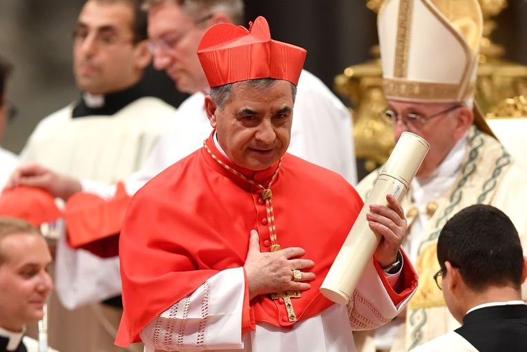In this 2018 photo, Becciu is still very active as a cardinal, now threatened with prison.  AFP Image