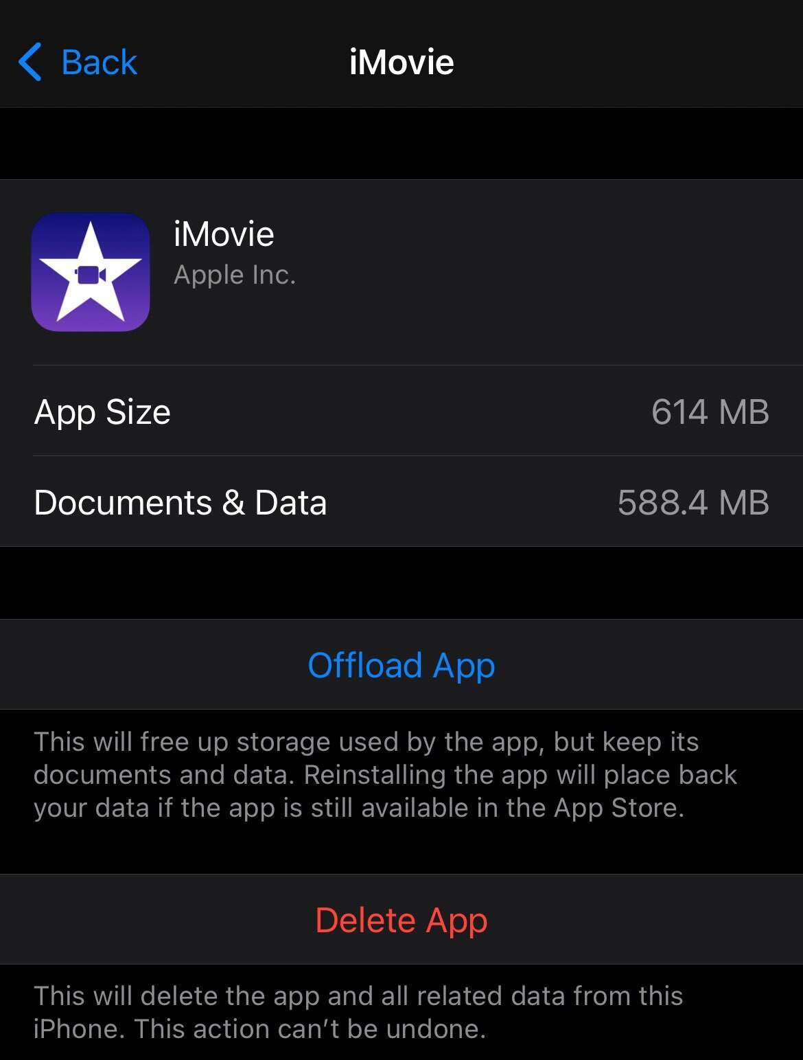 IMovie information and storage options