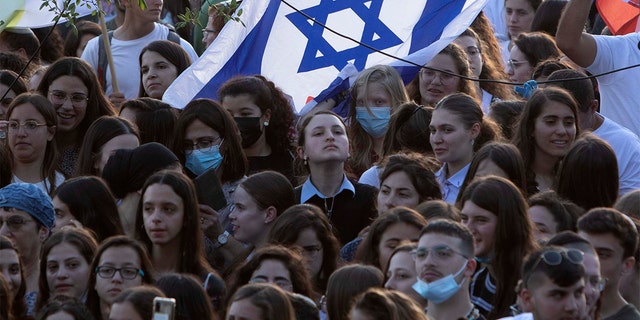 On Wednesday, May 19, 2021, Israelis take part in a rally in Gama outside the Prime Minister's Office in Jerusalem, demanding the release of Israeli soldiers and civilians held captive by Hamas.