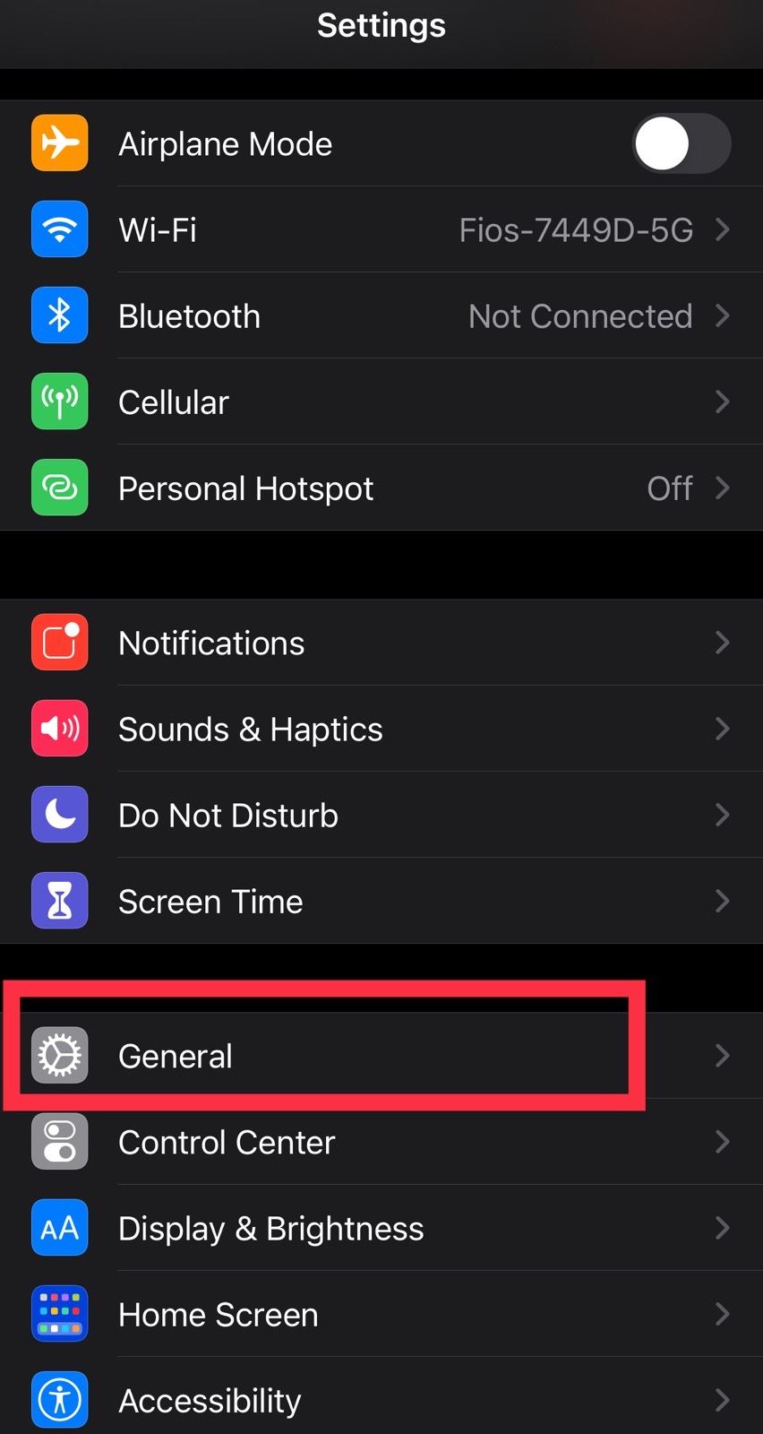 General iPhone settings