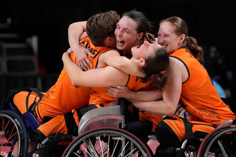 Pure joy for the Dutch team after reaching the final.  AP Image