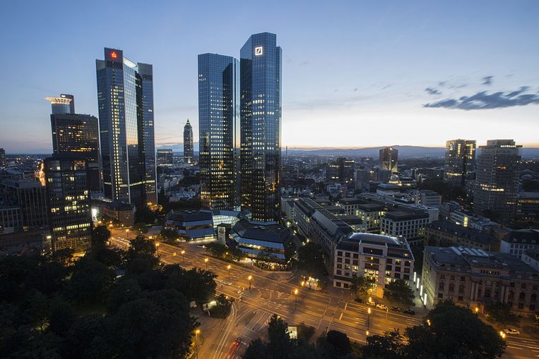 Two towers of Deutsche Bank headquarters in Frankfurt.  Bloomberg Image via Getty Images