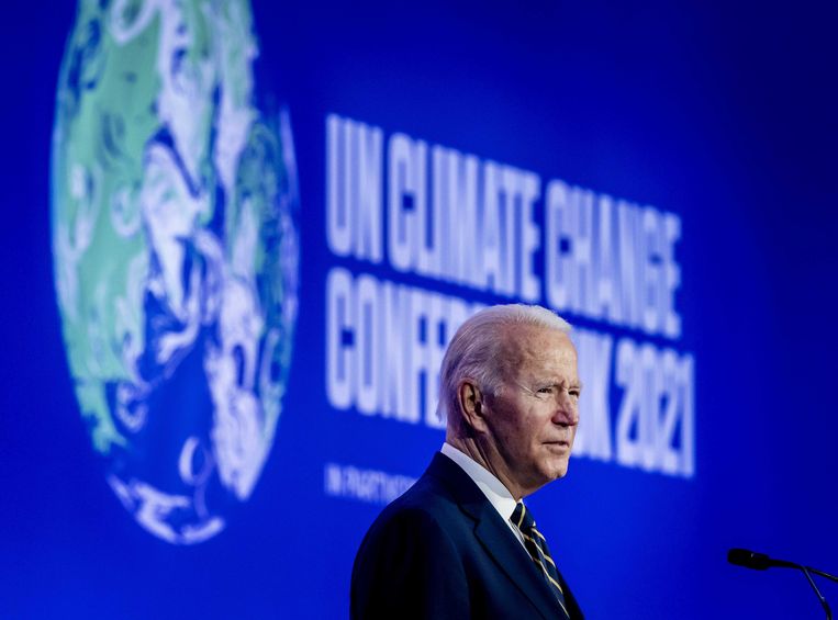 United States President Joe Biden delivers a speech at COP26, the United Nations Climate Change Conference in Scotland.  ANP image