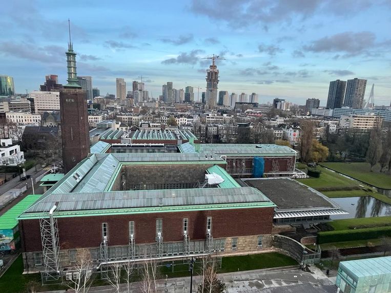 Boijmans Van Beuningen Museum in Rotterdam, seen from the roof of the Depot, the new collection building.  Image Bart Dirks