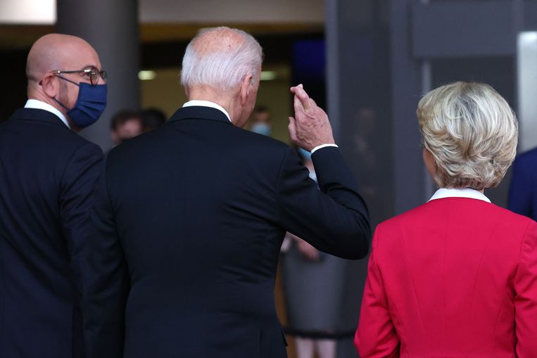 EU President Charles Michael, US President Joe Biden and European Commission President Ursula van der Leyen.  Image AFP