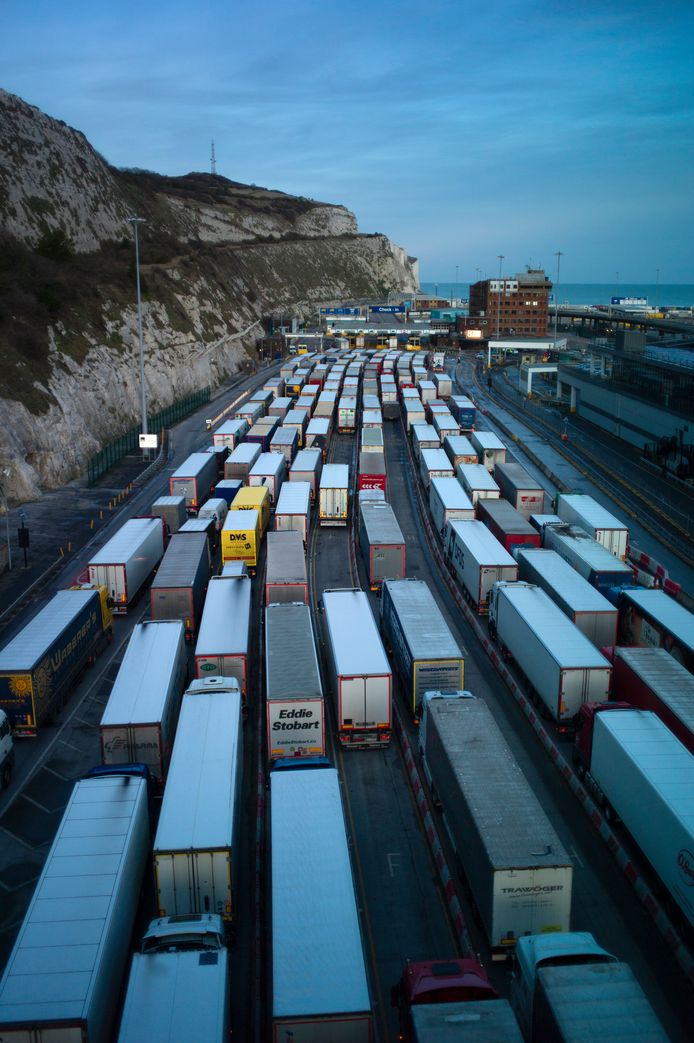 Additional checks and customs procedures can lead to long waits in the UK, Dover.