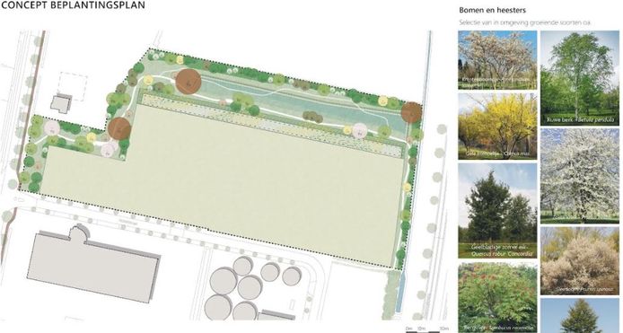 A sketch of what it will look like.  The manure plant is visible below, the one in light green will be the new business park and the planting on the left is a proposal.  It's for the green belt at the top.