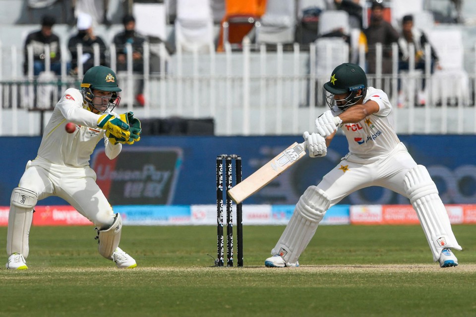 Abdullah Shafique at bat last weekend during the fifth day of the first test match between Pakistan and Australia, in Punjab.  Cricket is the second most popular sport in the world. 
