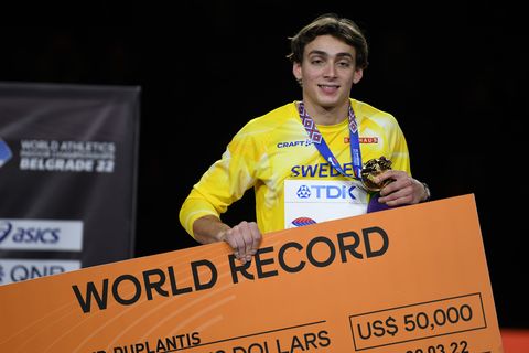 mondo duplantis after his world record at the Indoor World Cup
