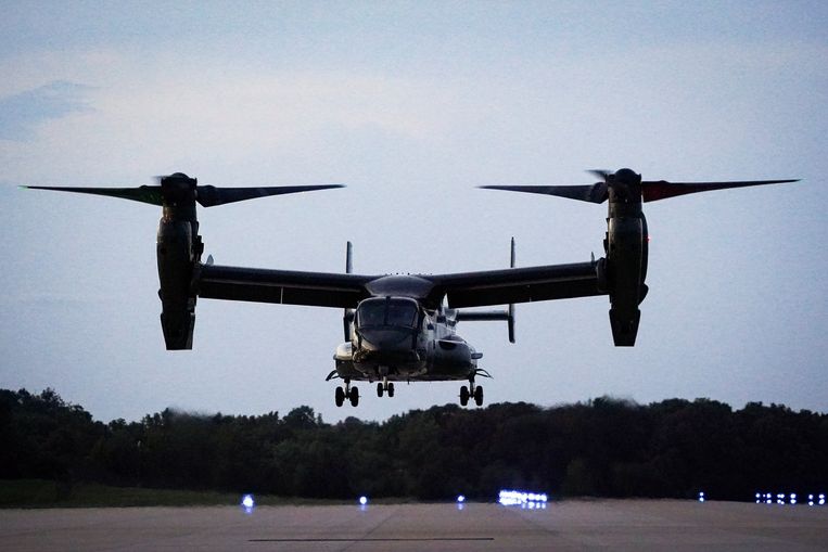 A United States Navy V-22 Osprey aircraft at Andrews Air Force Base in the United States.  The same type of aircraft crashed in Norway on Friday evening.  ImageREUTERS