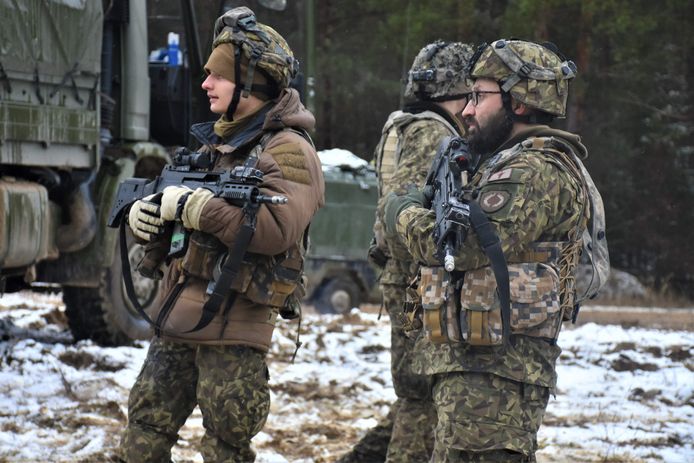 Two American soldiers during a NATO exercise in Germany.
