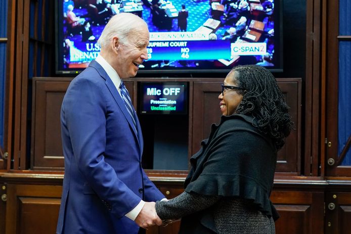 President Joe Biden with Ketanji Brown Jackson, America's first black woman to become Chief Justice.