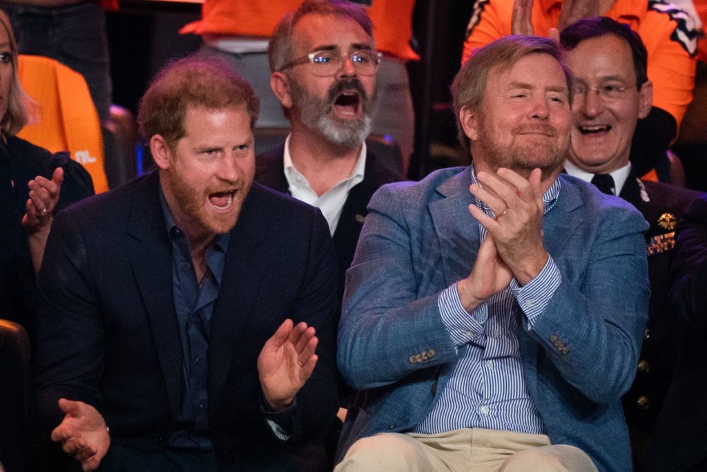 Prince Harry watches basketball with the King of the Netherlands at the Invictus Games