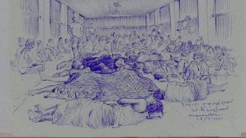 Rare glimpse of Myanmar prison, drawings smuggled out