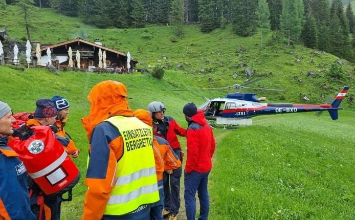 Mountain rescuers and members of the police helicopter team.