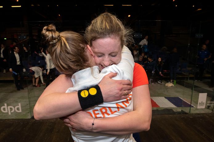 Joy after bronze with the Netherlands at the last European Championship in Eindhoven.