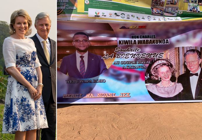 Queen Mathilde and King Philippe were welcomed in Katanga with a very special banner.