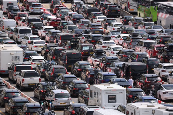 Traffic jams for ferries at Dover.