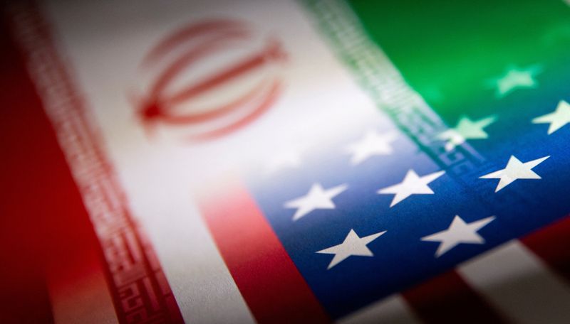 FILE PHOTO: Illustration shows Iran and U.S. flags