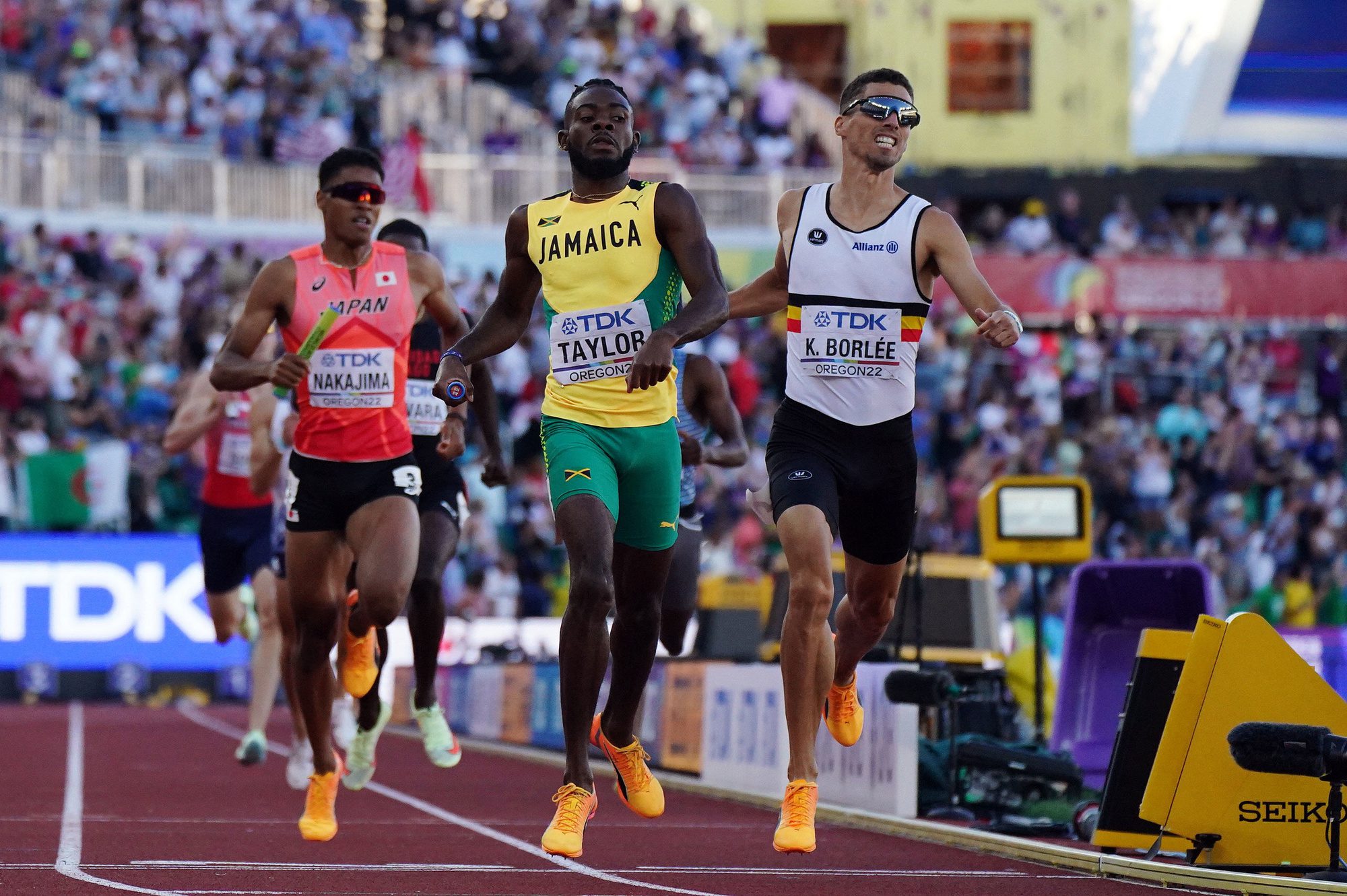 Kevin Borlée rushes to bronze, just ahead of Jamaican Christopher Taylor., Reuters