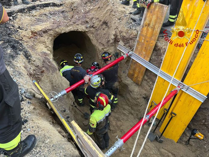 Italian emergency services dug a second tunnel and gave the victim oxygen and fluids.