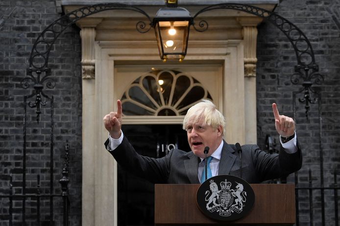 Boris Johnson gave a final speech in Downing Street before stepping down as Prime Minister this afternoon.