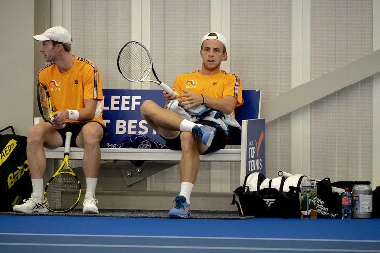 Botic van de Zandschulp and Tallon groenpoor during training for the Davis Cup final in Glasgow.  PNA picture