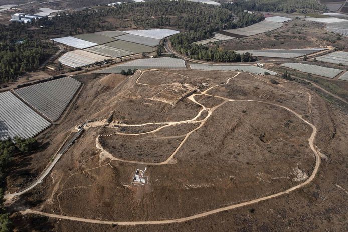 Aerial view of the Lakis archaeological site.